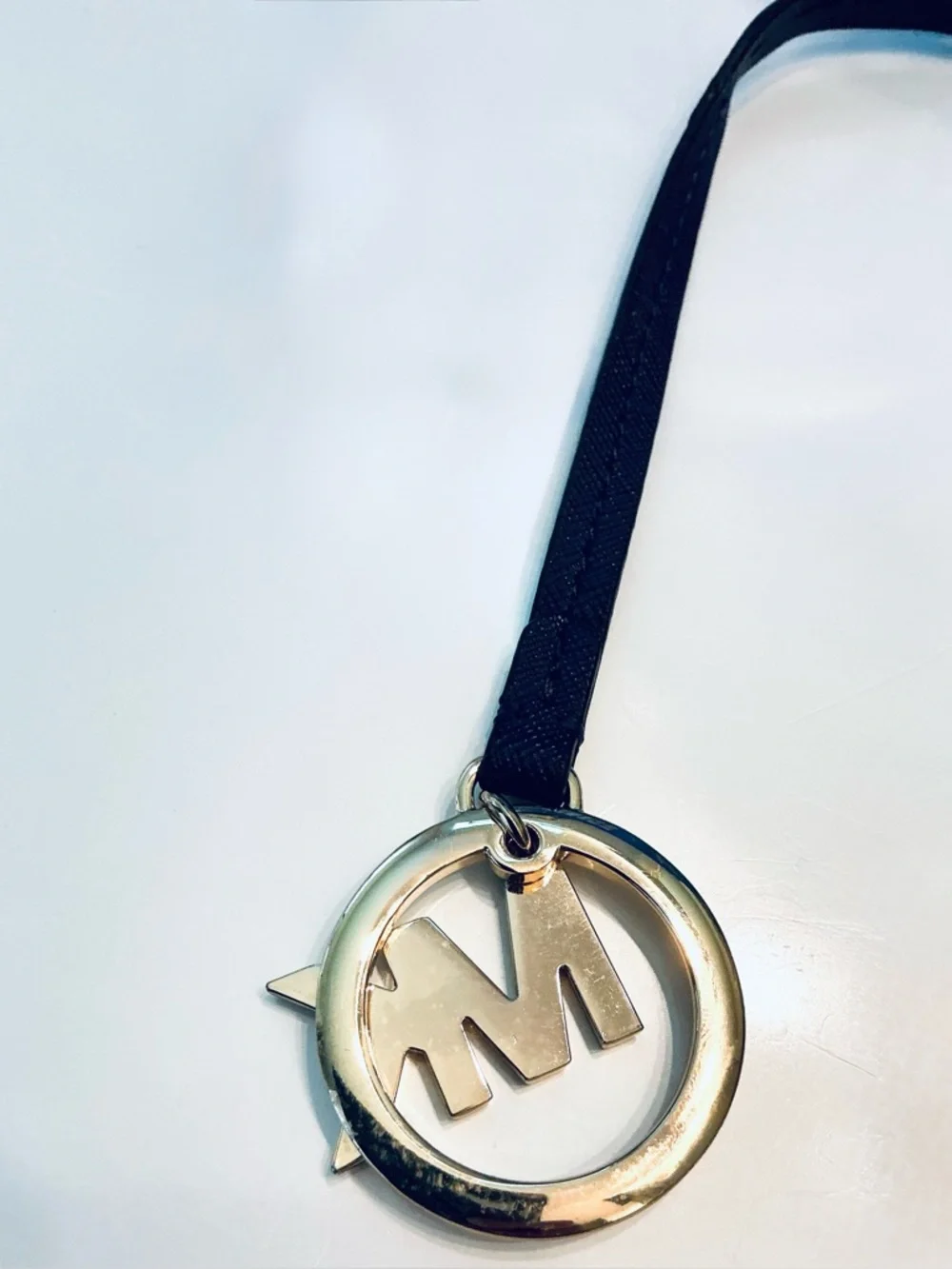 MICHAEL KORS, Golden Bag Charm with Dark Purple Leather Strap